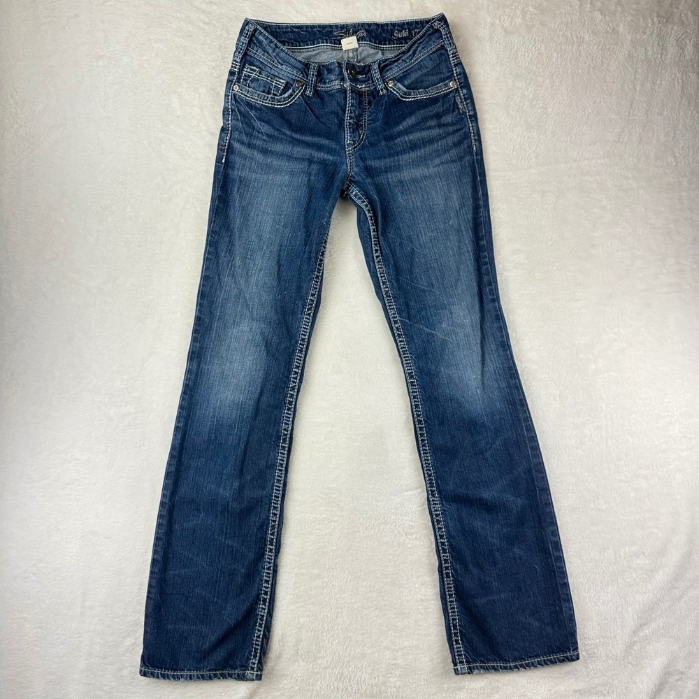 Silver Jeans Co Jeans Womens Suki 17 Straight W27 L32 Blue Denim Cotton Spandex